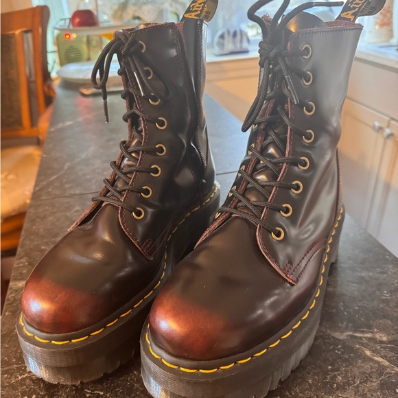 Dr. Martens Women's Cherry Red Leather Combat Boots - Picture 1 of 7